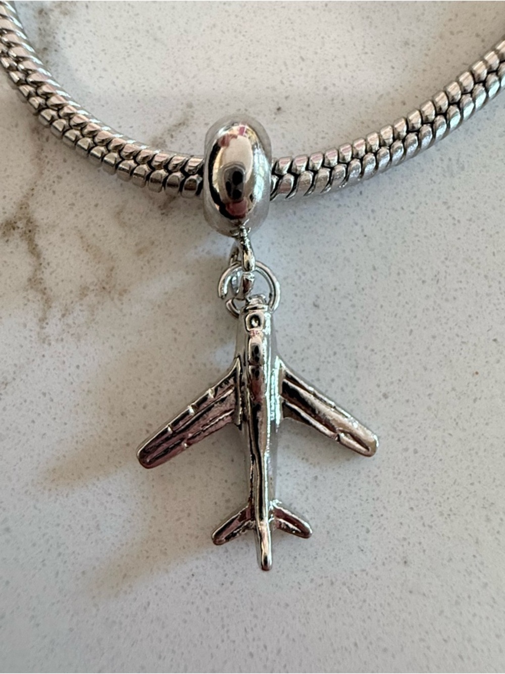 Silver Airplane Charm 